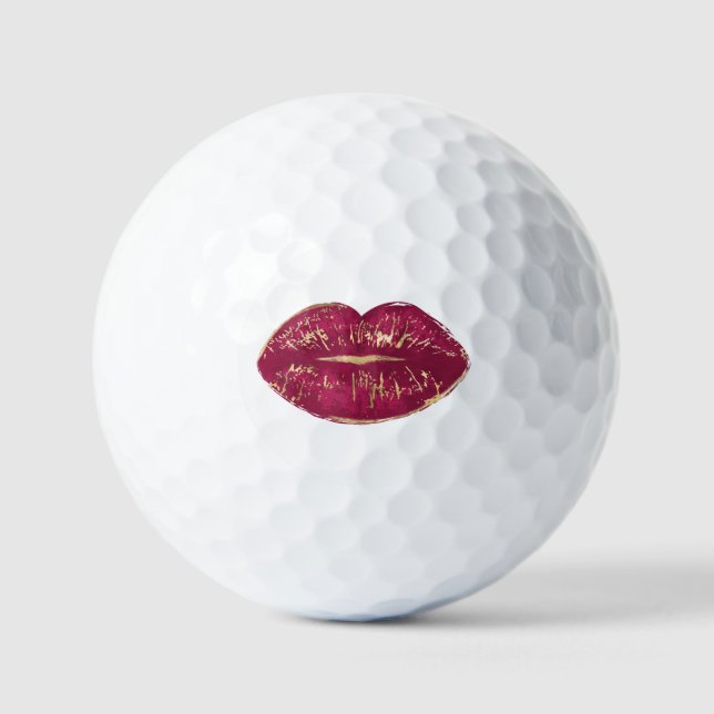 Rote Lippen Golfball (Vorderseite)