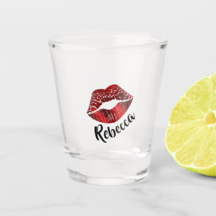 Rote Lippen Kiss Personalisiertes Shotglas Schnapsglas
