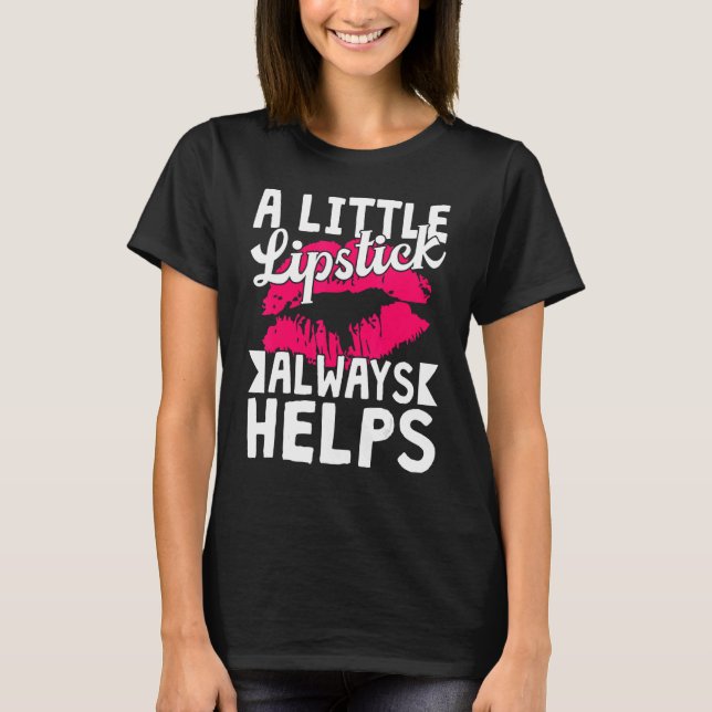 Rote Lippen Kleine Lipstick immer Kiss Makeup helf T-Shirt (Vorderseite)