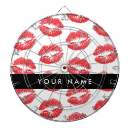 Rote Lippen, Kuss, Lipstick, Ihr Name, Personalisi Dartscheibe