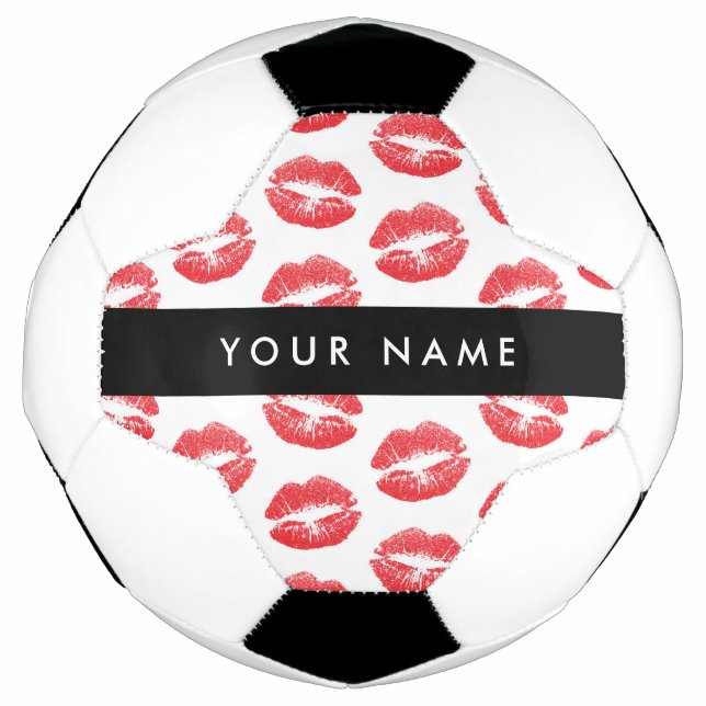 Rote Lippen, Kuss, Lipstick, Ihr Name, Personalisi Fußball (Vorderseite)