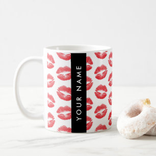 Rote Lippen, Kuss, Lipstick, Ihr Name, Personalisi Kaffeetasse