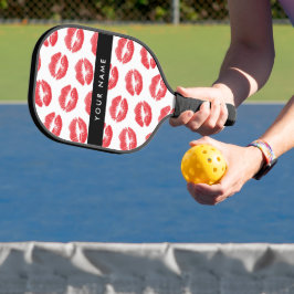 Rote Lippen, Kuss, Lipstick, Ihr Name, Personalisi Pickleball Schläger