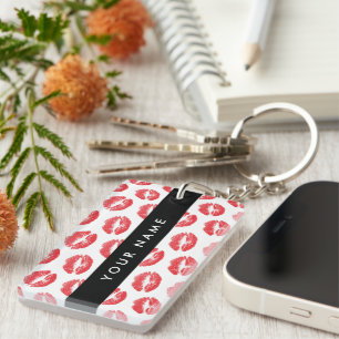 Rote Lippen, Kuss, Lipstick, Ihr Name, Personalisi Schlüsselanhänger