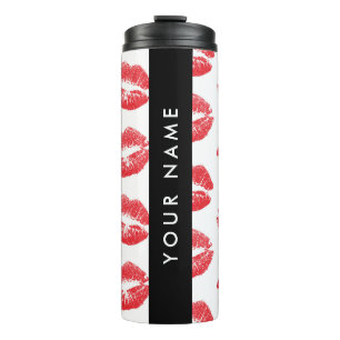 Rote Lippen, Kuss, Lipstick, Ihr Name, Personalisi Thermosbecher