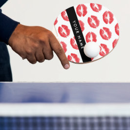 Rote Lippen, Kuss, Lipstick, Ihr Name, Personalisi Tischtennis Schläger