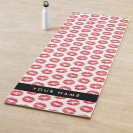Rote Lippen, Kuss, Lipstick, Ihr Name, Personalisi Yogamatte