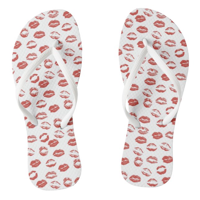 Rote Lippen Küsse Flip Flops (Fußbett)