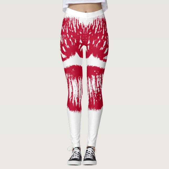 Rote Lippen Leggings (Vorderseite)