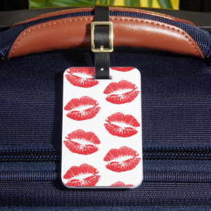 Rote Lippen, Lippenmuster, Roter Lippenstift, Kuss Gepäckanhänger