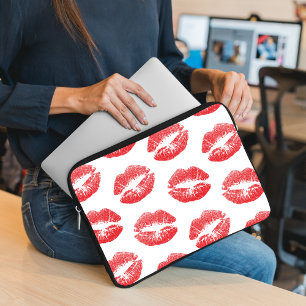 Rote Lippen, Lippenmuster, Roter Lippenstift, Kuss Laptopschutzhülle