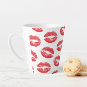 Rote Lippen, Lippenmuster, Roter Lippenstift, Kuss Milchtasse