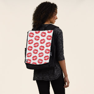 Rote Lippen, Lippenmuster, roter Lippenstift, Kuss Rucksack
