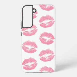 Rote Lippen, Lippenmuster, roter Lippenstift, Kuss Samsung Galaxy Hülle