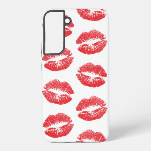 Rote Lippen, Lippenmuster, Roter Lippenstift, Kuss Samsung Galaxy Hülle