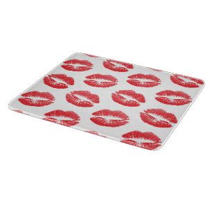 Rote Lippen, Lippenmuster, Roter Lippenstift, Kuss Schneidebrett