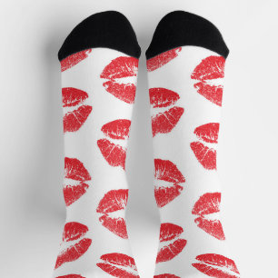 Rote Lippen, Lippenmuster, Roter Lippenstift, Kuss Socken