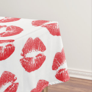 Rote Lippen, Lippenmuster, Roter Lippenstift, Kuss Tischdecke