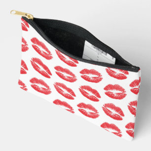Rote Lippen, Lippenmuster, roter Lippenstift, Kuss Zubehörtasche