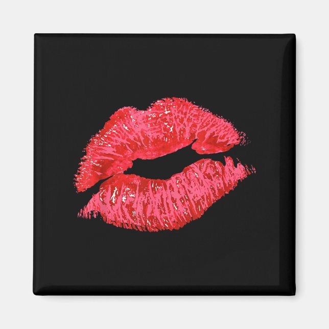 Rote Lippen Lippenstift Kuss Magnet (Vorne)