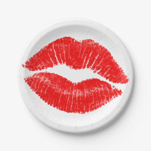 Rote Lippen Lippenstift Lippen-Make-up Schönheit Pappteller