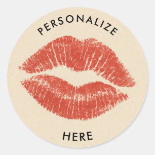 Rote Lippen Lippenstift Lippen Make-up Schönheit Runder Aufkleber