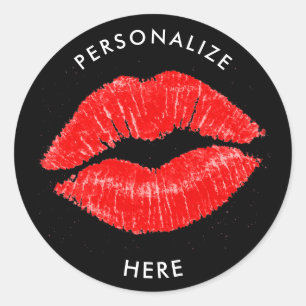 Rote Lippen Lippenstift Lippen Make-up Schönheit Runder Aufkleber