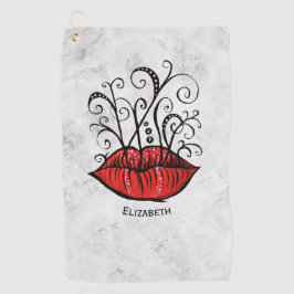 Rote Lippen Makeup Künstlername Golfhandtuch