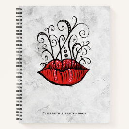 Rote Lippen Makeup Künstlername Notizbuch