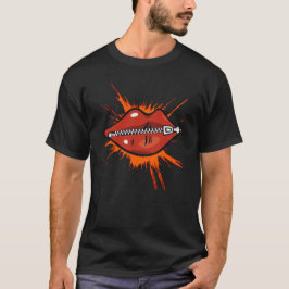 Rote Lippen mit Reißverschluss T-Shirt