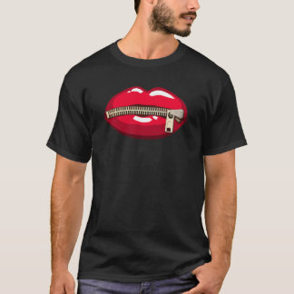 Rote Lippen mit Reißverschluss T-Shirt