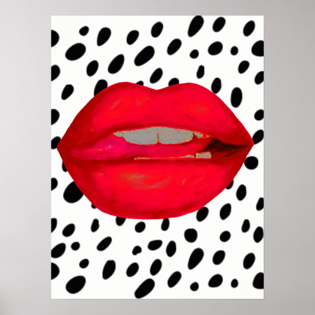 Rote Lippen-Rockabilly-Poster Poster (Vorne)