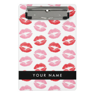 Rote Lippen, rosa Lippen, Kuss, Ihr Name, personal Mini Klemmbrett