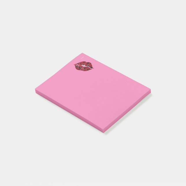 Rote Lippen Rosa Post-it Zettel Klebezettel (angewinkelt)