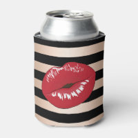 Rote Lippen Rose Schwarze Streifen Muster