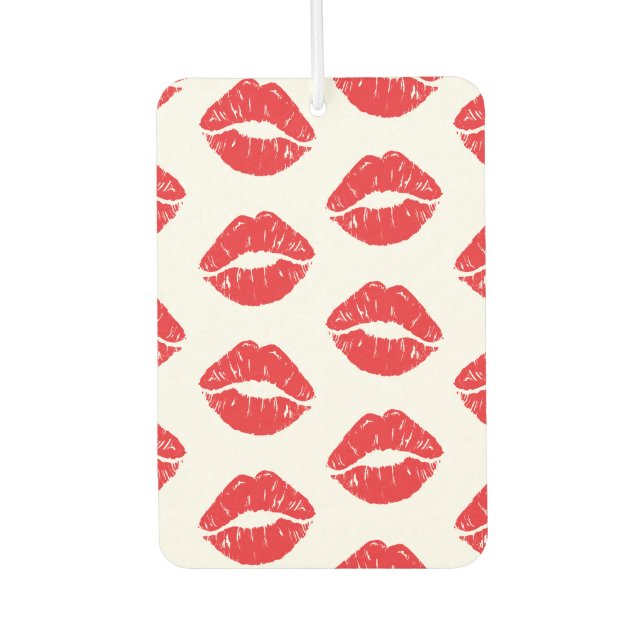 Rote Lippen, roter Lippenstift, Kuss, Lippenmuster Autolufterfrischer (Vorderseite)