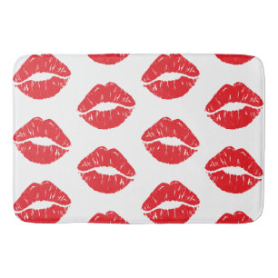 Rote Lippen, roter Lippenstift, Kuss, Lippenmuster Badematte