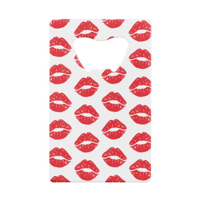 Rote Lippen, roter Lippenstift, Kuss, Lippenmuster Geldbeutel Flaschenöffner (Vorderseite)