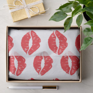 Rote Lippen, roter Lippenstift, Kuss, Lippenmuster Seidenpapier