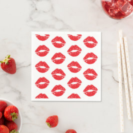 Rote Lippen, roter Lippenstift, Kuss, Lippenmuster Serviette