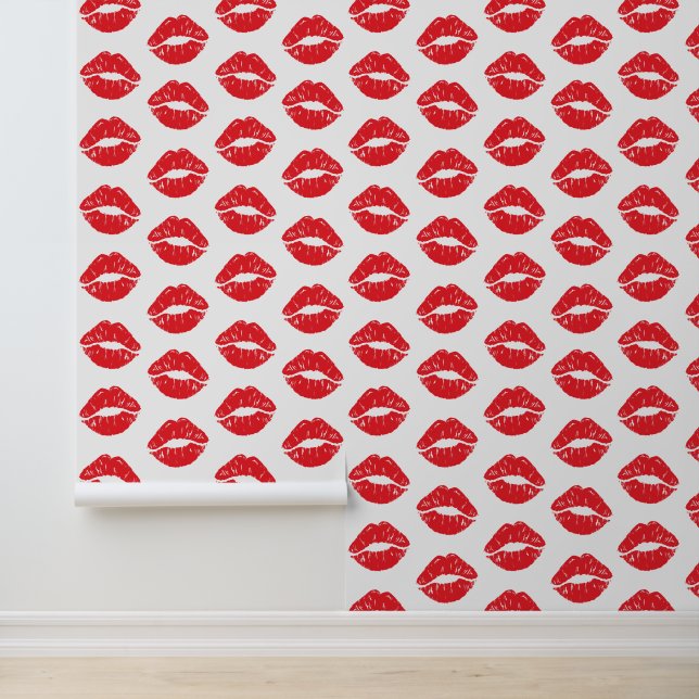Rote Lippen, roter Lippenstift, Kuss, Lippenmuster Tapete (Anwendung)