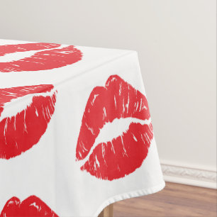 Rote Lippen, roter Lippenstift, Kuss, Lippenmuster Tischdecke