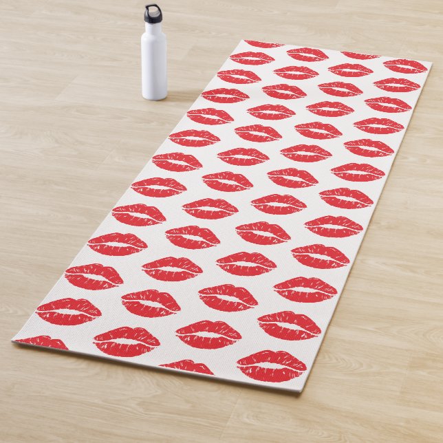Rote Lippen, roter Lippenstift, Kuss, Lippenmuster Yogamatte (Beispiel)