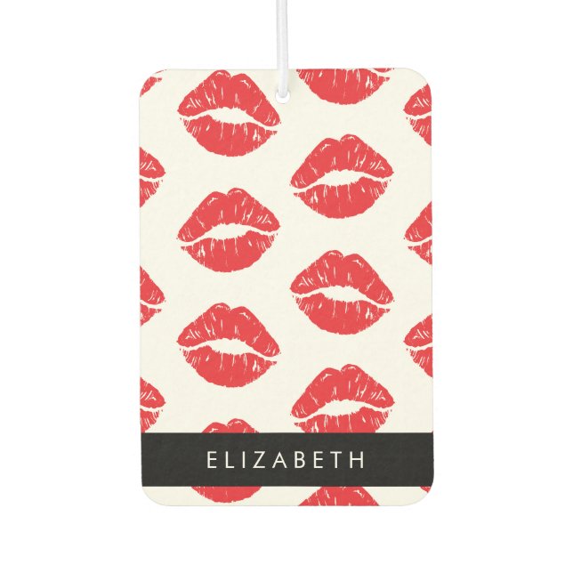 Rote Lippen, roter Lippenstift, Lippenmuster, Ihr  Autolufterfrischer (Vorderseite)