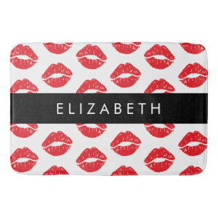 Rote Lippen, roter Lippenstift, Lippenmuster, Ihr  Badematte