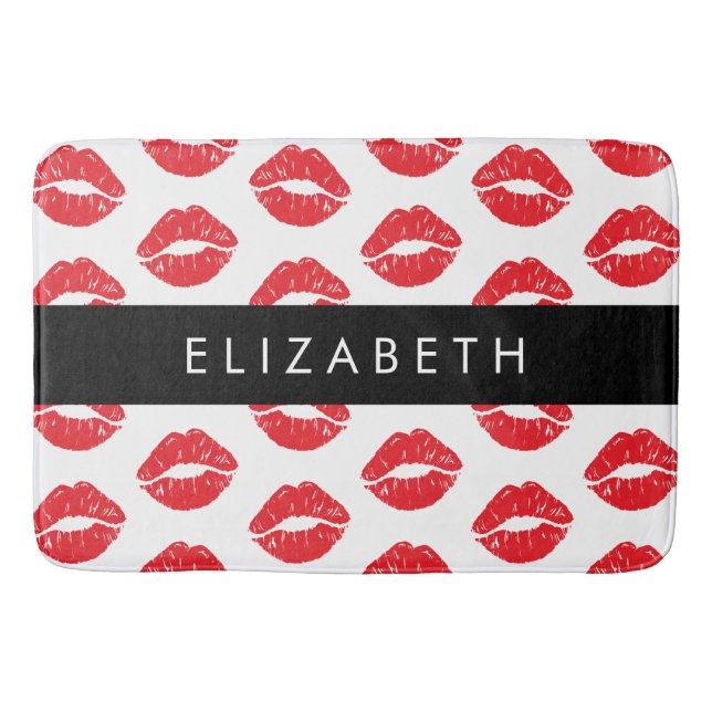 Rote Lippen, roter Lippenstift, Lippenmuster, Ihr  Badematte (Vorderseite)