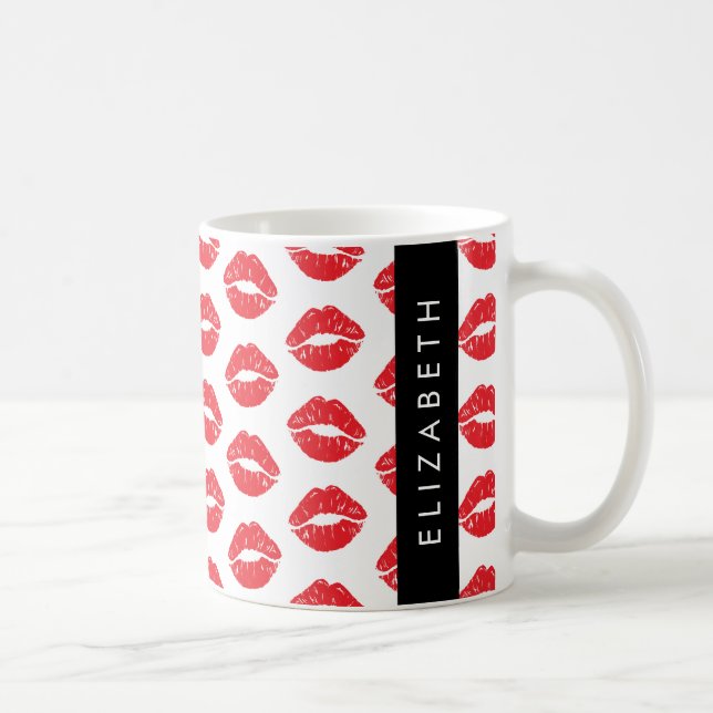Rote Lippen, roter Lippenstift, Lippenmuster, Ihr  Kaffeetasse (Rechts)