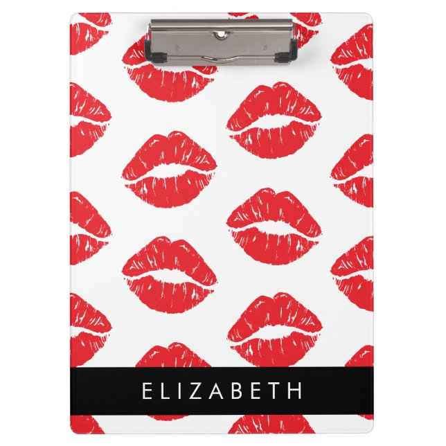 Rote Lippen, roter Lippenstift, Lippenmuster, Ihr  Klemmbrett (Vorderseite)
