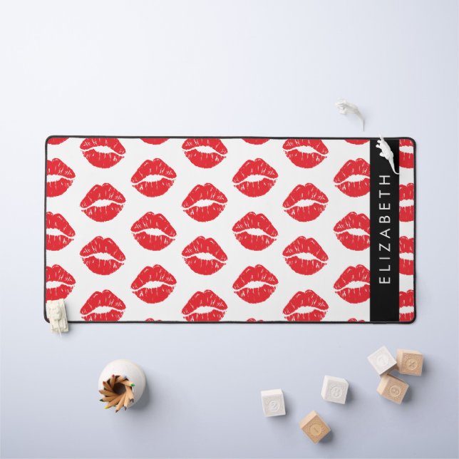 Rote Lippen, roter Lippenstift, Lippenmuster, Ihr  Schreibtischunterlage (Kindertisch)