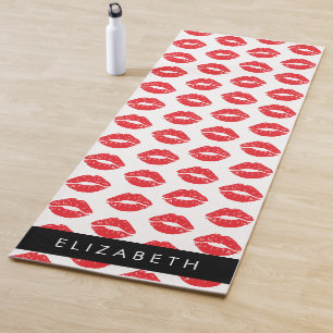 Rote Lippen, roter Lippenstift, Lippenmuster, Ihr  Yogamatte
